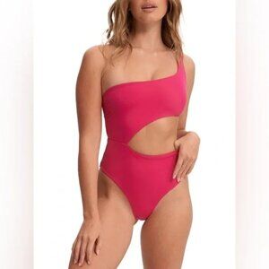 NOIZE Pink One Shoulder Cutout Swimsuit NWT Size S | High Cut One Piece